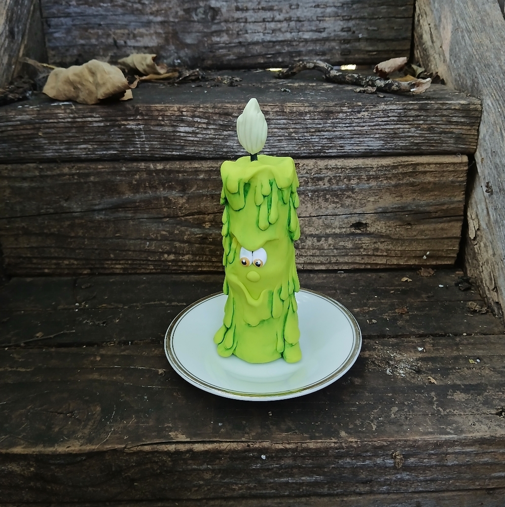 Green Dripping Candle with Eyes